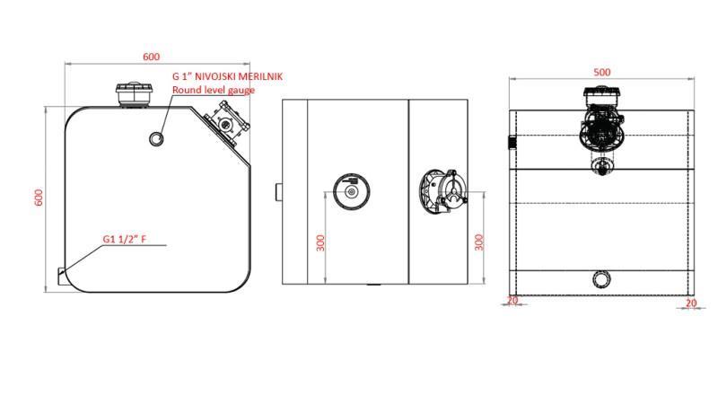 KOVINSKI REZERVOAR TOP 150 Lit 600x600x500mm
