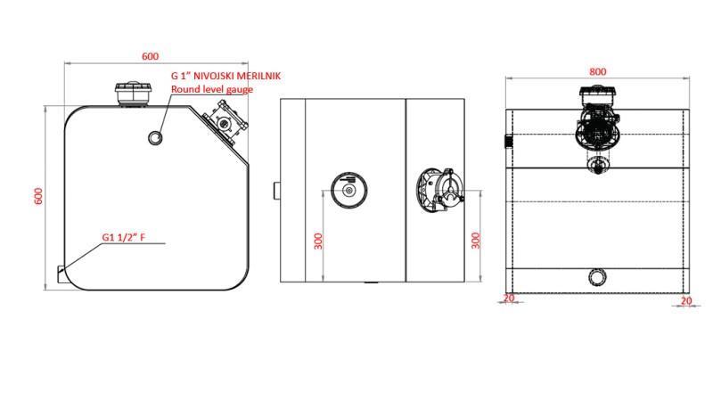 METAL OIL TANK TOP 250 Lit 600x600x800mm