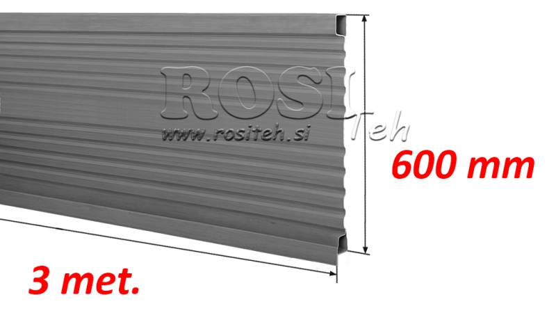PANNELLO LATERALE DEL TRAILER 3 MET. - ALTEZZA 600 MM