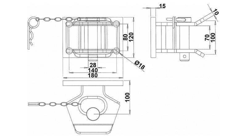 HOMOLOGATED TRACTOR HOOK SEMICIRCULAR FIX DGM-806-B