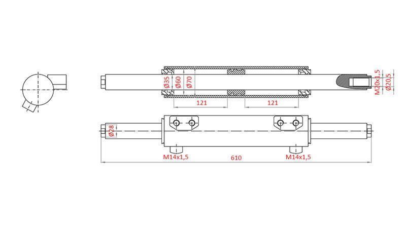 HYDRAULIC STEERING CYLINDER MF 3429989M91