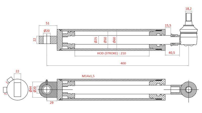 HYDRAULIKLENKUNG ZYLINDER FIAT-NEW HOLLAND OEM-5189888