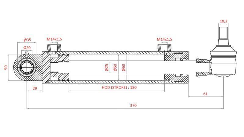 HYDRAULIC POWER STEERING CYLINDER FIAT-NEW HOLLAND OEM-5173176