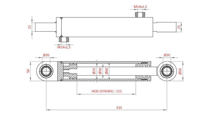 HYDRAULIC STEERING CYLINDER FIAT-NEW HOLLAND OEM-5189995