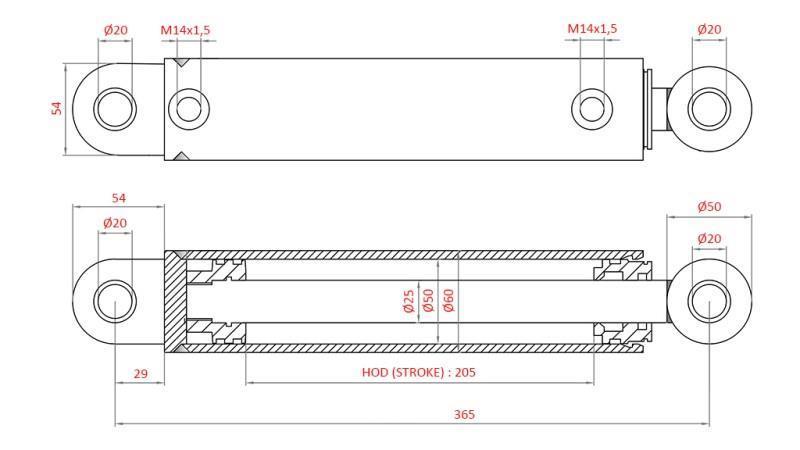 HYDRAULIC STEERING CYLINDER FIAT-NEW HOLLAND OEM-87302890
