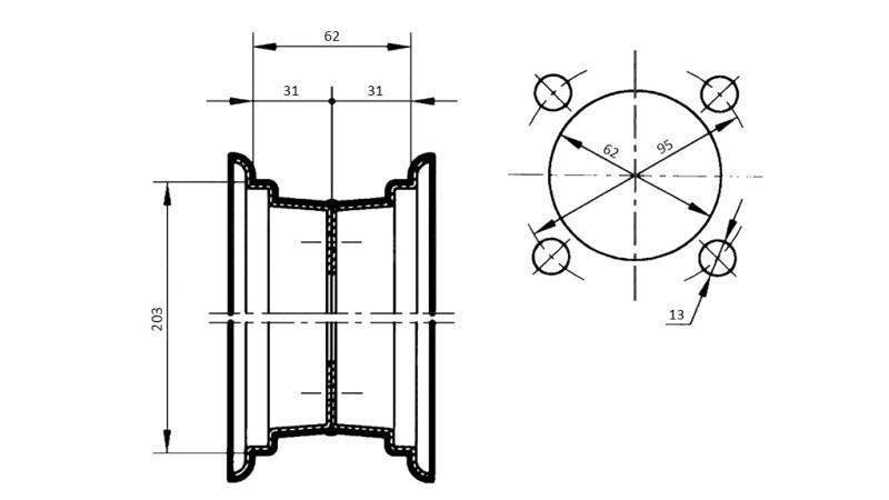 RIM 2.50x8” (for tyre 4.00-8)