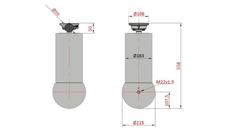 CILINDRO TELESCÓPICO - MEILLER KIPPER 5 ETAPAS 175mm - 15 toneladas recorrido 1560mm