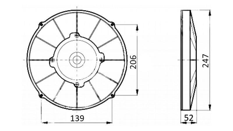 AXIAL MOTOR FAN 225mm SUCKING 24V