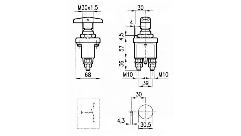 MAIN SWITCH 1POL METAL 250A