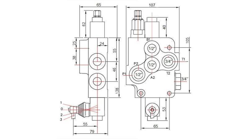 HYDRAULIC VALVE 1xP80 + ONE DIRECTION B1