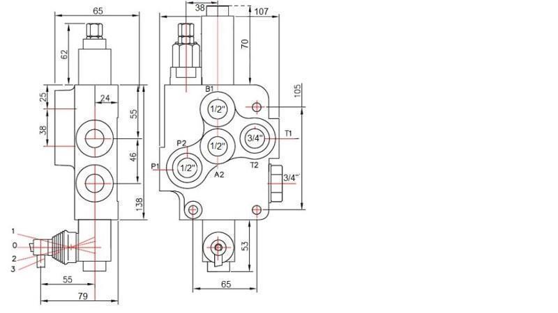 HYDRAULIC VALVE 1xP80 + FLOATING