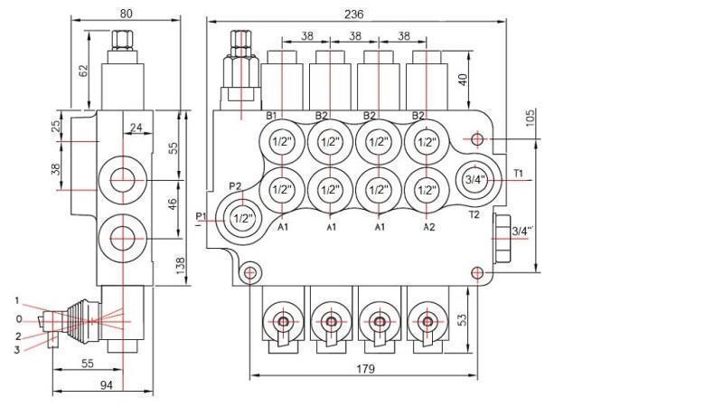 HYDRAULIC VALVE 4xP80