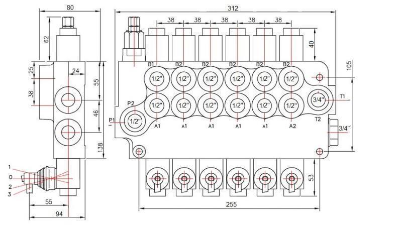 HYDRAULIC VALVE 6xP80