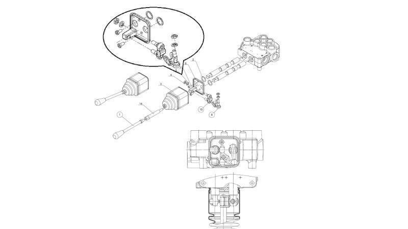 HYDRAULIC VALVE 6xP80 + 2x JOYSTICK