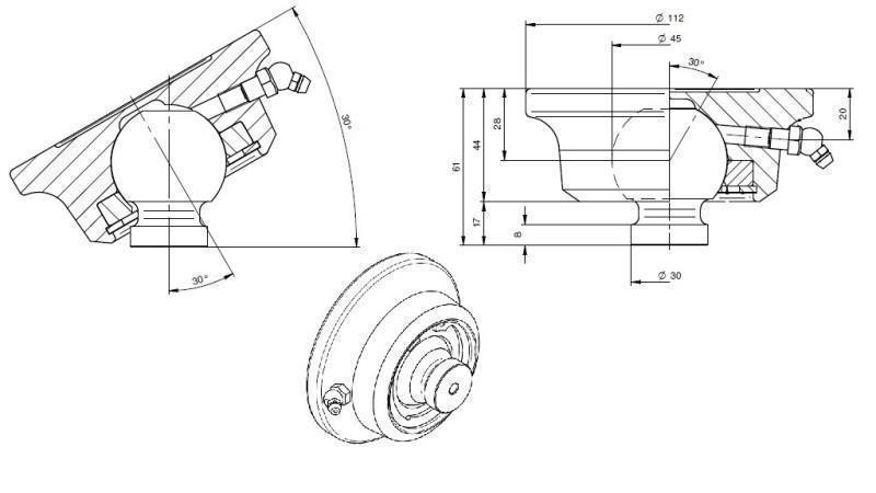 SWINGING END FOR CYLINDER Dia. 45 max. 11 Ton