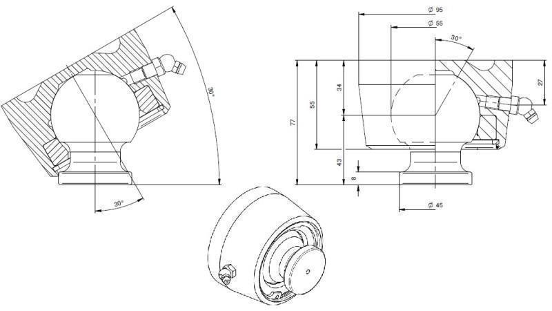 GUĽA PRE HYDRAULICKÝ VALEC FI 55 max. 15 Ton