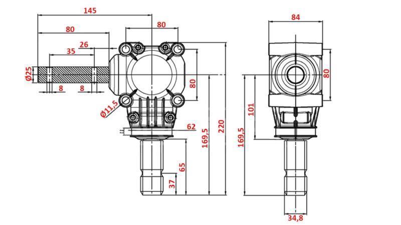 REDUCTOR DE ÁNGULO L-150J 1:1 (12HP-9kW)