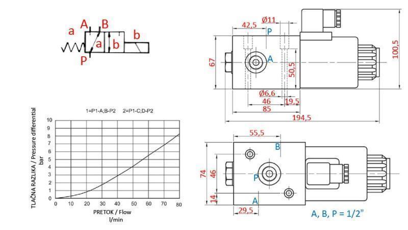 3 WAY VALVE 1/2 12V - 80lit