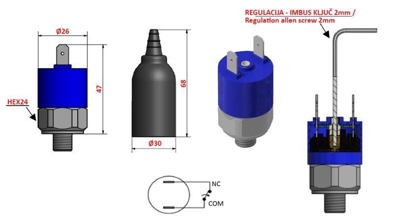HYDRAULIC PRESSURE SWITCH K4 - NC 0.2-2.5 BAR (MAX.25BAR)
