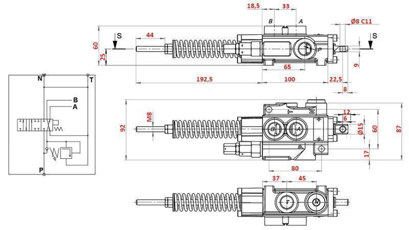 HYDRAULIC VALVE 1xP40 A7 ZS1/G WEEDER