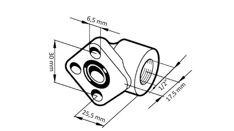 3 HOLE FLANGE FOR HOSE 1/2 - Dia.30