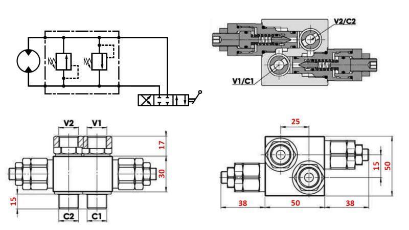 HYDRAULISCHES DRUCKBEGRENZUNGSVENTIL 20-130 BAR FÜR ÖLMOTOR MM