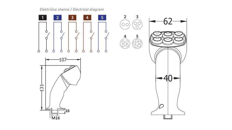 REMOTE LEVER ROSI JOYSTICK - 5 BUTTONS