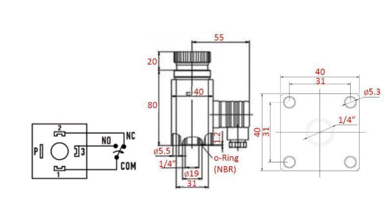 INTERRUPTOR DE PRESIÓN HIDRÁULICA K55 20-200 BAR (MÁX.400BAR)