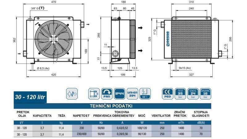 OLJEKJØLER AC 230V HY02401 30-120 LIT