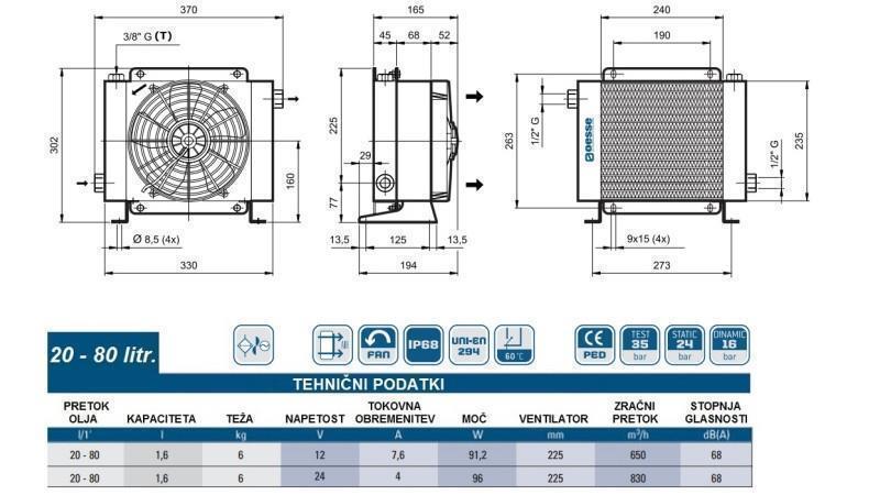 RADIATORE OLIO DC 24V HY01604 20-80 LIT