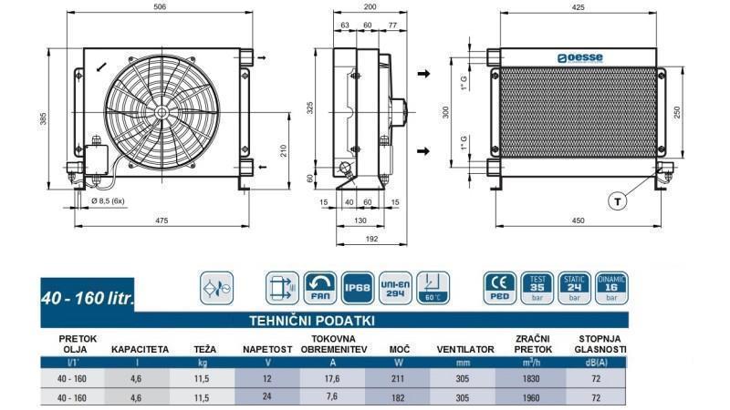 RADIATORE D'OLIO DC 24V HY03804 40-160 LIT