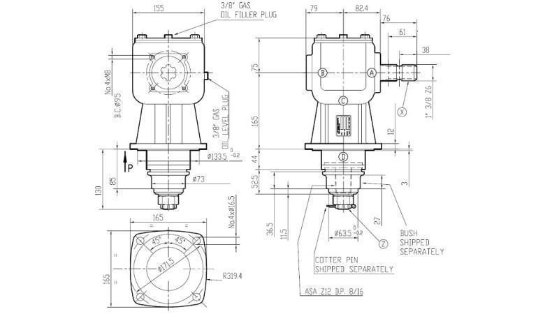 ANGLE GEAR LF-205J 1:1.92 (30HP-22kW)