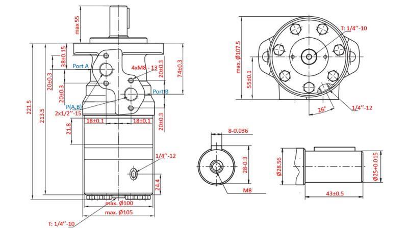 HYDRAULIC MOTOR B/MR 125 - WITH BRAKE