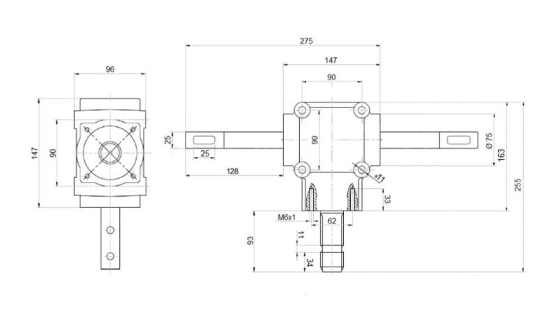 ANGULAR REDUCTOR DOUBLE AXIS 1:1,14 (16,5HP-12kW)