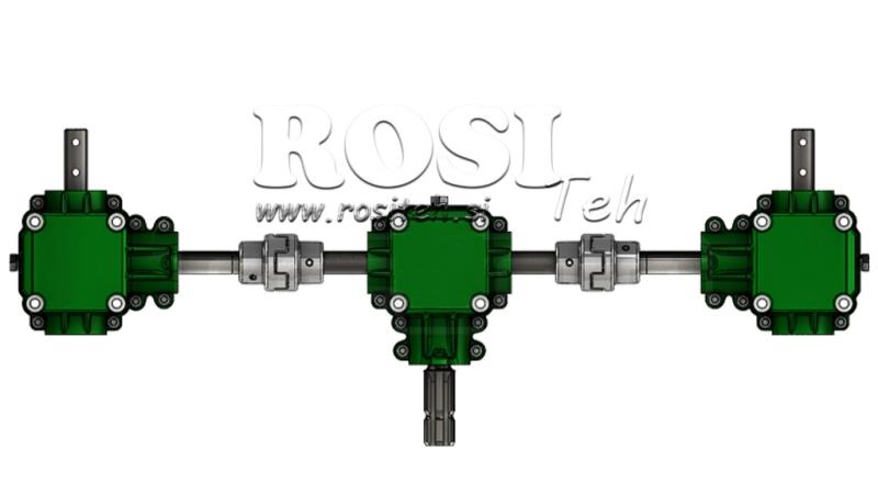 SET OF GEARBOXES 1:1.44 (27HP-20KW) FOR SPREADER L:800 CAST IRON WITH SAFETY SYSTEM