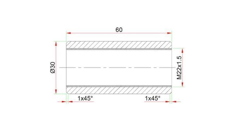 ZAVARIVANI PRIKLUČAK 30x60 ZA KRAJNIK M22x1,5