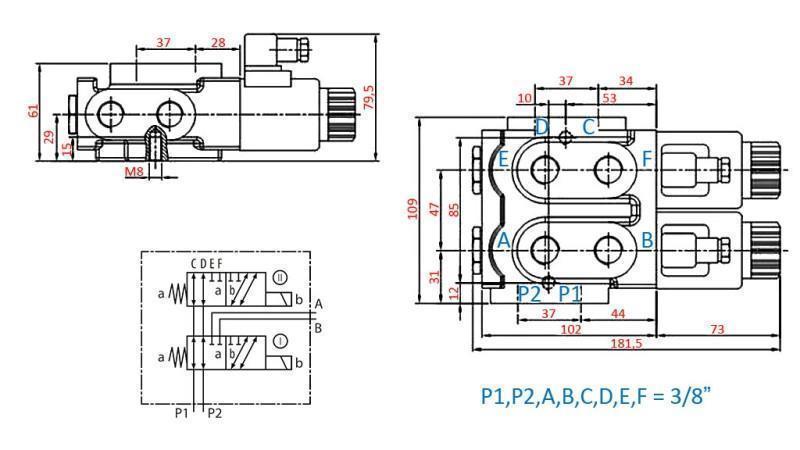 8 potni ventil 3/8 24V - 50lit
