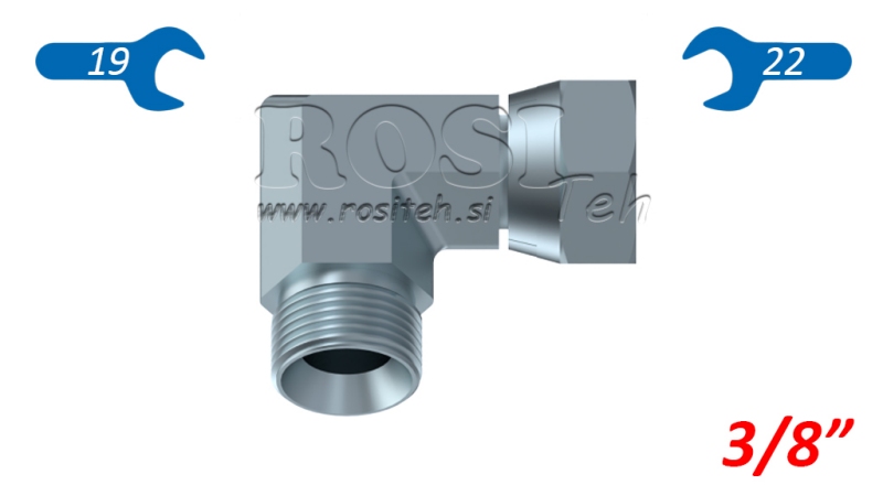 GOMITO IDRAULICO 90° BSP CORTO CON DADO GIREVOLE-MASCHIO 3/8
