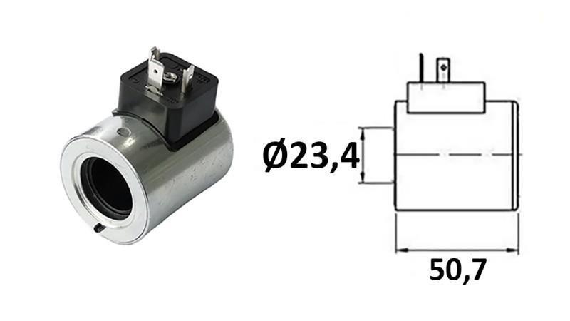 ELECTROMAGNETIC COIL 12V DC FOR VALVE CETOP 3 - fi 23,4mm-50,7mm 30W IP65