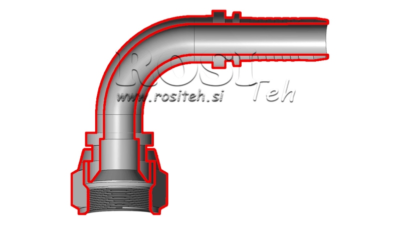 GIUNZIONE IDRAULICA DKJ JIC74° CURVA FEMMINA 90° DN19-7/8-14