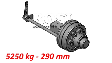 ESSIEU AVEC FREINS 5.250 KG L.290 MM