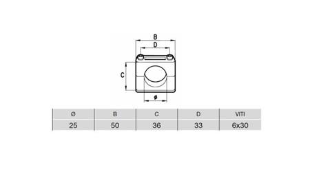 PORTA TUBO FI 25 - dimensioni