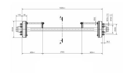 ASSE PER RIMORCHIO 8300 kg CON FRENI (1600 mm)