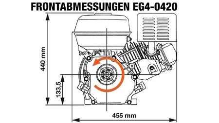 gasoline engine EG4-420cc-9,6kW-13,1HP-3.600rpm-H-KW25x88.5-hand start