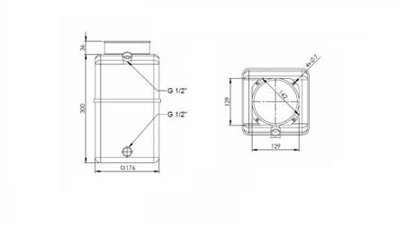 PVC RESERVOIR ROLL PP 8 LITERS HORIZONTAL-VERTICAL - dimensions