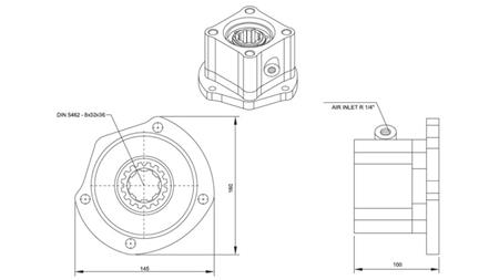 Dimensions OUTPUT FOR HYDRAULIC PUMP - VOLVO R6-1