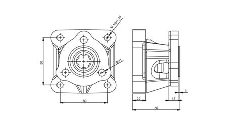 3X4 ADAPTER FOR IRON CAST GEAR PUMP