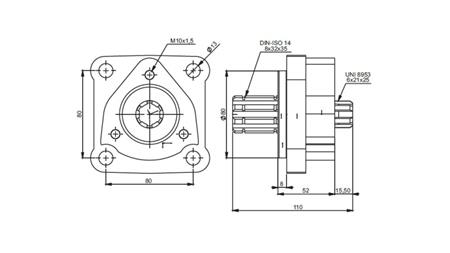 4X3 ADAPTER FOR IRON CAST GEAR PUMP