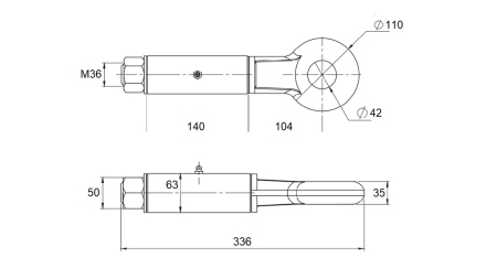 SWIVEL TOWING HOOK FI42 106kN (E13 certificate)