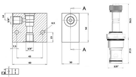 2 valvola di corsa 3/8 (NC) 12V - 40lit